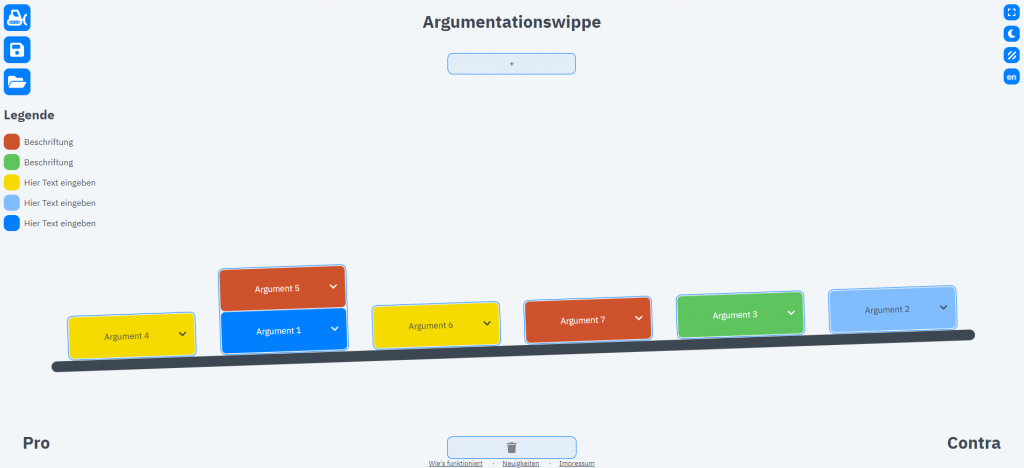 Der Screenshot Argumentationswippe führt zur Webseite argumentationswippe.de.