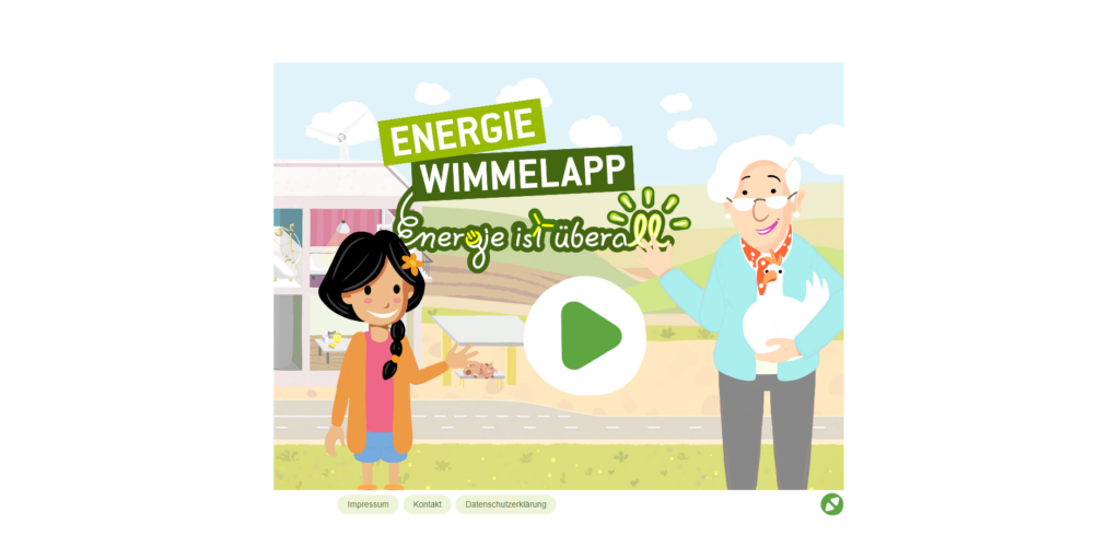 Der Screenshot Energie Wimmelapp führt zur Webseite https://www.energie-wimmelapp.de/