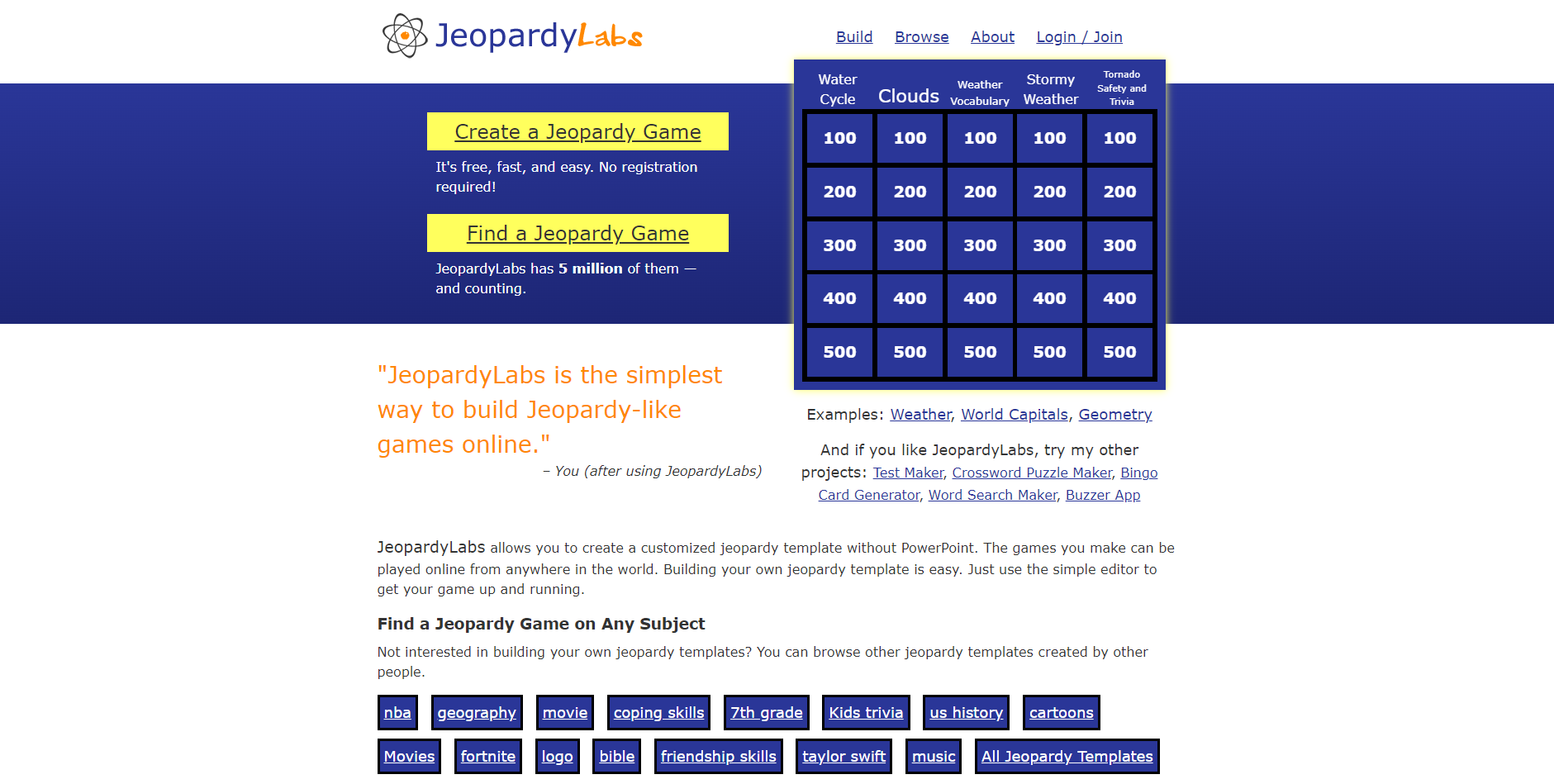 Jeopardy Labs Schooltools