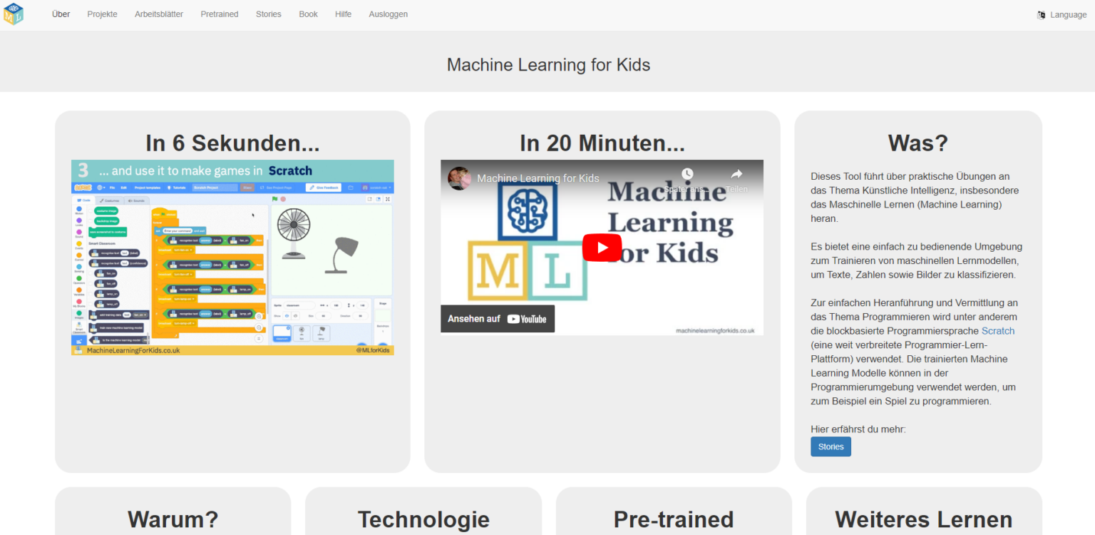 Machine learning for kids schooltools