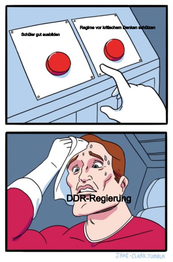Schüler gut ausbilden... DDR-Regierung... Regime vor kritischem Denken schützen
